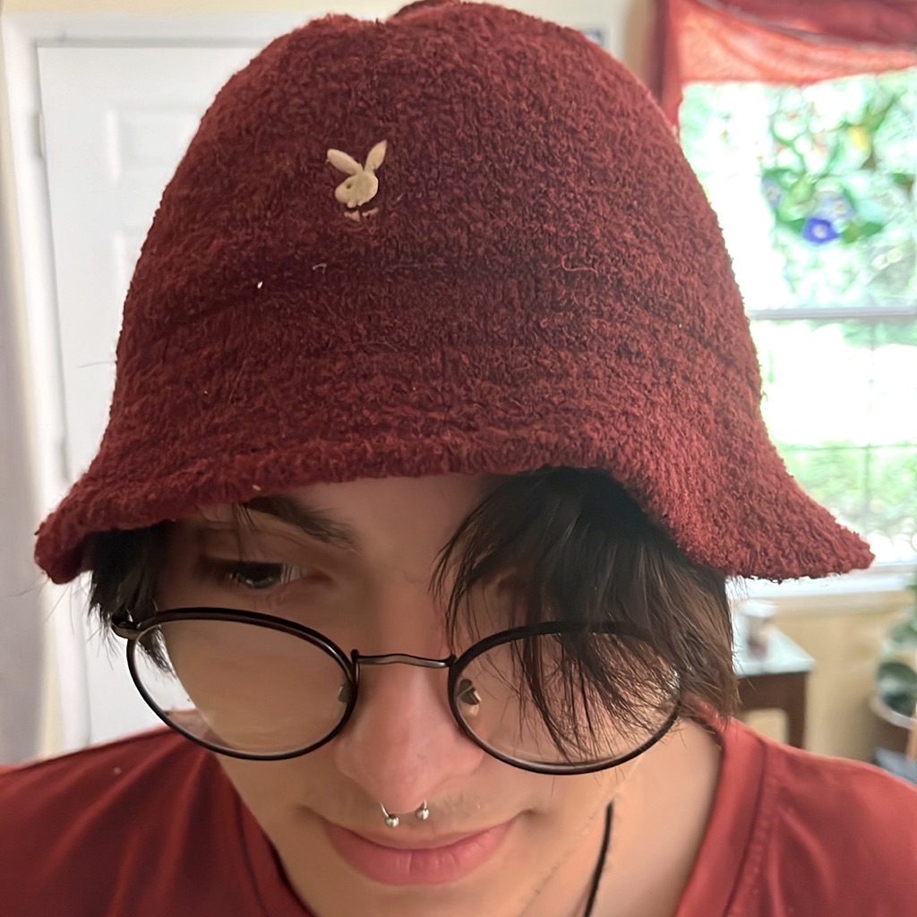 Vintage Playboy Bucket Hat Retro Hipster Style, Textured Knit Burgundy